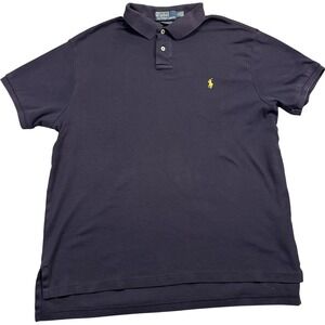 Polo Ralph Lauren Mens Short Sleeve Polo Sz XL Custom Fit Blue With Yellow‎ Logo